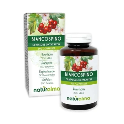 Image of Hawthorn (Crataegus oxyacantha) Flowers and Leaves Naturalma 150 g 300 Tablets Food Supplement Natural Vegan