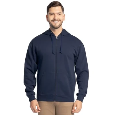 Image of Fruit of the Loom Men&#039;s Eversoft Fleece Sweatshirts &amp; Hoodies, Full Zip Navy, Medium