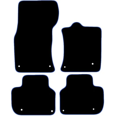 Image of Carsio Carpet Car Mats For Jaguar XF 2016+ Onwards 4 Piece Set Tailored Fit Floor Mat Complete Accessory Black Custom Fitted All Weather, Anti Slip Backing &amp; Blue Trim