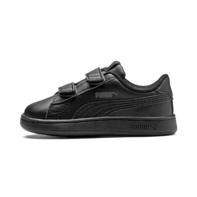 Image of Puma Unisex Baby Smash v2 L V Inf Low Top Sneakers, Black Black, 4.5 UK
