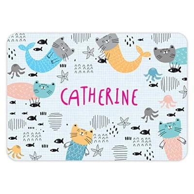 Image of Paper Themes Personalised Placemat for Kids (Cat Mermaid)