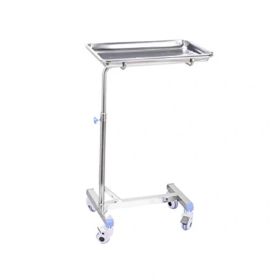 Image of Mobile Mayo Tray Stand Stainless Steel Trolley Adjustable Height Medical Doctor Tattoo Spa Salon Equipment