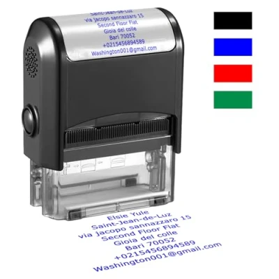 Image of Personalized Stamp Custom Made Self Inking Business Company Address Rubber Stamps Customized Return with Name Date Signature