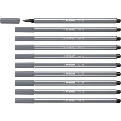 Image of Premium Fibre Tip Pen STABILO 68 Pack of 10 Dark Grey