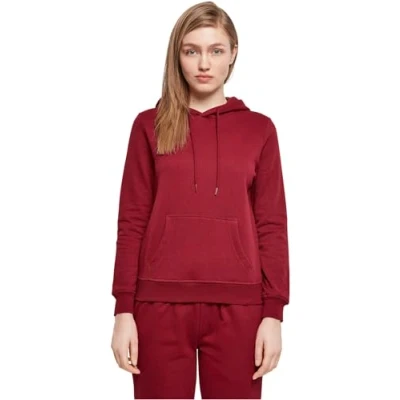 Image of Build Your Brand Women&#039;s Ladies Basic Hoody Hooded Sweatshirt, Burgundy, M