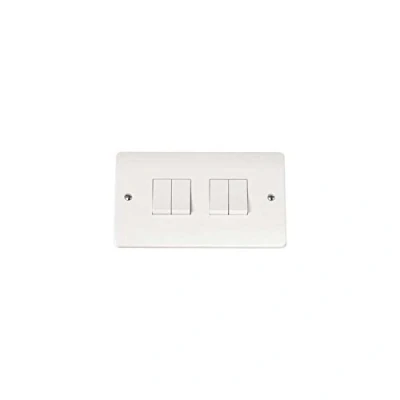 Image of Click Plate Switch 4 Gang 2 Way 10 Amp White PVC