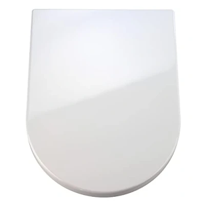 Image of Wenko 18396100 Premium toilet seat Palma EasyClose soft closing mechanism, rustproof FixClip hygienic stainless steel mounting, antibacterial, Plastic Duroplast, 35.7 x 46.5 cm, White