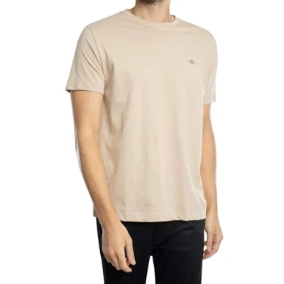 Image of GANT REG Shield SS Basic Tshirt, Men&#039;s, Size: Large, Dry sand