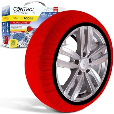 Image of ARCOL Snow Socks for Car Tyres TWO Anti Slip Textile Chains Car. S Auto Sock R13 R17 (Detailed Tyre Grips Inside). EN 16662 1 Certified Winter Accessories Road Safety