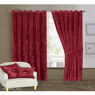 Image of swift Crushed Velvet Curtain Sound Proof Thermal Insulated Curtains 2 panels for Bedrooms, Living Rooms, Dining Study Rooms with Fully Lined Ring Top Eyelet Tiebacks Burgundy W 46 x L 54 inch