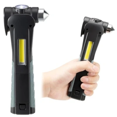 Image of Navaris Safety Tool for Cars Emergency Car Window Breaker Hammer with Flashlight and Siren Belt Cutter Escape Glass
