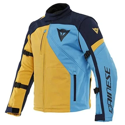 Image of Dainese Ranch Tex Jacket, Motorcycle Enduro Men, Mineral Yellow/Black Iris/Light Blue, 60