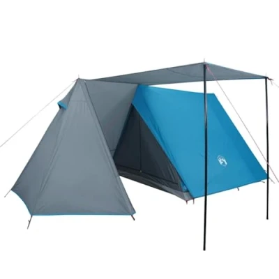 Image of vidaXL Camping Tent for 3 Persons Blue 185T Taffeta with PU Coating, Water Resistant, Easy Setup, Good Ventilation &amp; Portable Carry Bag