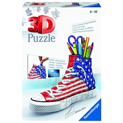 Image of Ravensburger American Flag Shoe 3D Jigsaw Puzzle for Kids Age 8 Years Up 108 Pieces No Glue Required, Blue, Red, and White