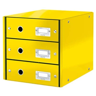 Image of Leitz Drawer Cabinet, 3 Drawers, A4, Click and Store Range 60480016 Yellow