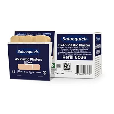 Image of Salvequick ® Plastic plasters Easy to Apply, Flexible and Convenient use Allergy Tested 270 per Box