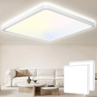 Image of Seruno X 29CM Bathroom Light 24W 3200LM 6000K/4000K/3000K IP54 Waterproof Lights Ceiling, Ultra Thin Square Flush Ceiling for Kitchen Bedroom Toilet Porch Hallway Living Room 2 Pack