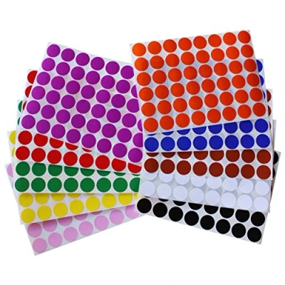 Image of Royal Green Colour Coding Labels (17mm) Round Dot Stickers 10 Color Combination Black, White, Red, Green, Yellow, Pink, Purple, Orange, Brown and Blue 960 Pack