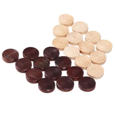 Image of Sehuby Chess Checkers,24Pcs Draughts Pieces Checker Backgammon Board Game Stackable Wood