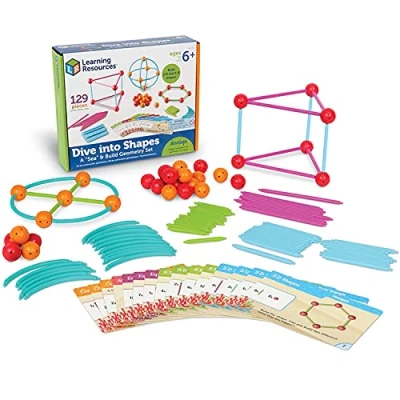 Image of Learning Resources Dive into Shapes! A &#039;Sea&#039; and Build Geometry Set, White