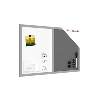 Image of ALLboards Whiteboard and Grey Cork Combo Board in a Wooden Frame 60x40cm