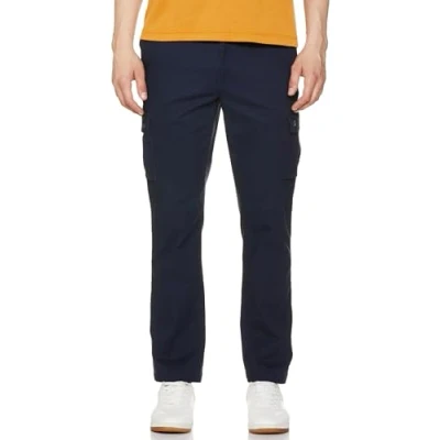 Image of Amazon Essentials Men&#039;s Straight Fit Stretch Cargo Trouser (Available in Big &amp; Tall), Navy, 28W / 30L