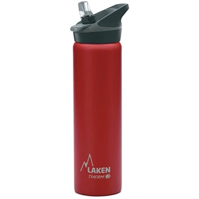 Image of Laken Thermo Kids Vacuum Insulated Stainless Steel Leak Free Sports Water Bottle with Jannu Straw Cap, 25 Oz, Red