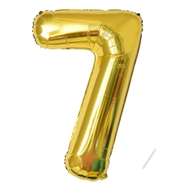 Image of Number Balloons 7,Gold 7 for Birhtday Party Decoration,40 Inch Giant Helium Foil Boys Girls 7th Birthday Decor Anniversary Decorations Supplies