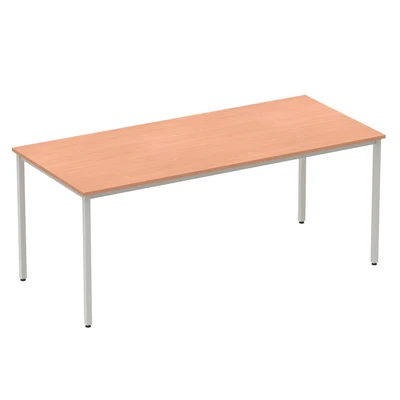 Image of Dynamic Rectangular Straight Table Beech MFC Box Frame Leg Silver Impulse 1800 x 800 725mm