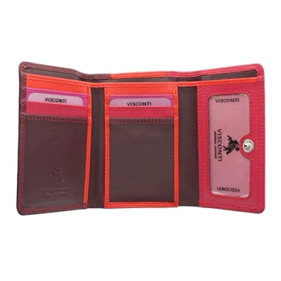 Image of Visconti Rainbow Collection Leather Biola Purse RFID Blocking RB39 Plum Multi