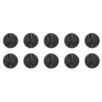 Image of Lifeswonderful Pack of 10 Self Adhesive Charger USB Cable Cord Wire Clip Holders Desk Tidy Ties (Black)