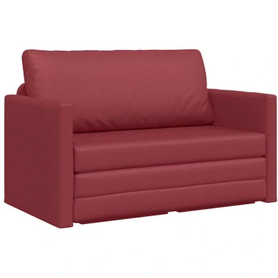Image of vidaXL Floor Sofa Bed 2 in 1 Wine Red 124x71x78 cm Artificial Leather