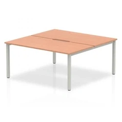 Image of Evolve B2B Silver Frame Bench Desk 1600 Beech (2 Pod) BE168