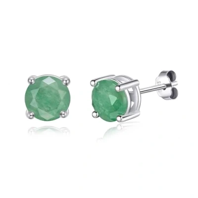 Image of Philip Jones Sterling Silver Green Aventurine Gemstone Earrings
