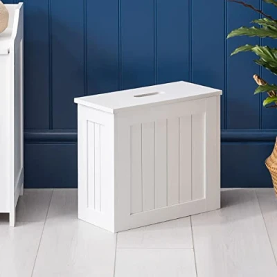 Image of CHRISTOW Small Bathroom Storage Unit, White Toilet Roll Cabinet, Compact Slimline Wooden Box, Multi Purpose Cleaning Tidy