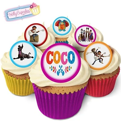 Image of 24 Fabulous Pre Cut Edible Wafer Cake Toppers: Coco