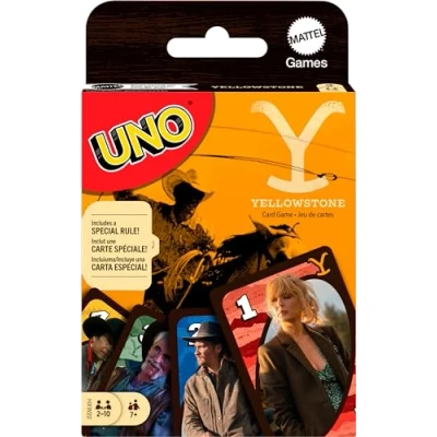 Image of Mattel Games UNO Yellowstone Card Game for Kids, Adults &amp; Family with Deck Special Rule Inspired by The TV Show.