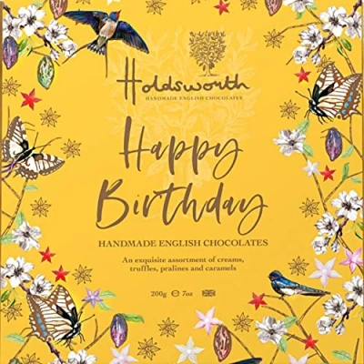 Image of Holdsworth Chocolates Occasions Collection Happy Birthday Box Filled with Handmade Truffles and Assorted Milk, Dark White 200g