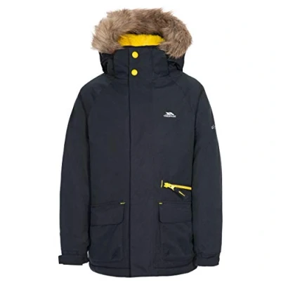 Image of Trespass Boys Padded Waterproof Jacket Detachable Hood Parka Style Raincoat Windproof Hooded School Coat Upbeat