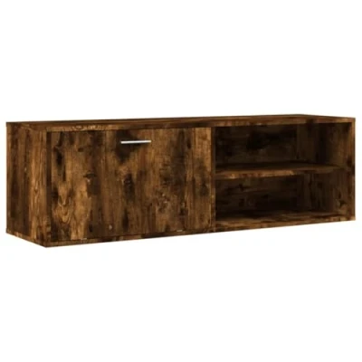 Image of vidaXL Smoked Oak Engineered Wood TV Cabinet Stand Media Unit with Ample Storage for Living Room, Durable and Moisture Resistant