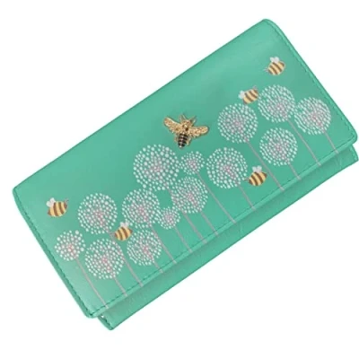 Image of Mala Leather Matinee Purse Bumble bee RFID Protection Moonflower (Turquoise)