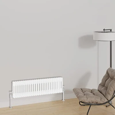 Image of Warmehaus Horizontal Traditional Column Designer Radiator 300x1190mm Double Panel Cast Iron White Central Heating Radiators