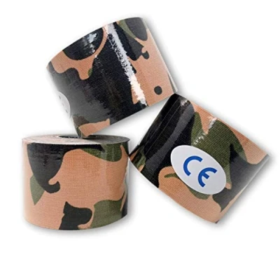 Image of LisaCare Kinesiology Tapes Sport Set of 3 Camouflage Green Latex 5 cm x m Roll Body Tape