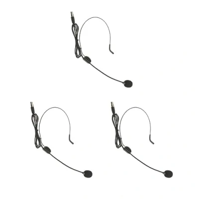Image of 3 set of Ear Hook Omni Directional Boom Head Worn Microphone XLR 4Pin, Black