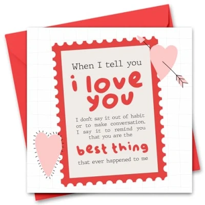 Image of Romantic Valentine&#039;s Day Card for Him or Her Girlfriend, Boyfriend, Husband Wife Fiance Fiancee Best Thing Ever