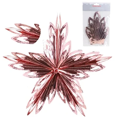Image of Christmas Concepts® 16 (1.3ft) Large Foil 3D Star Hanging Decoration Trimming (Rose Gold)