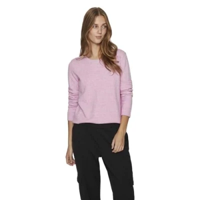 Image of Vila Women&#039;s Viril O Neck L/S Knit Top Noos Jumper, Pastel Lavender. Details: Light Melange, XXL