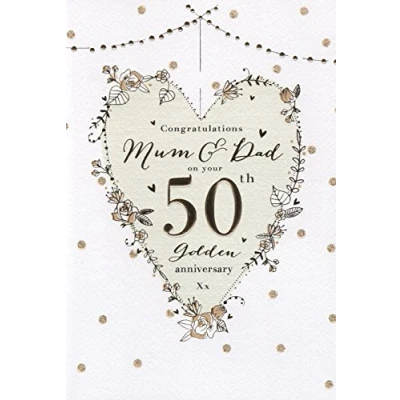 Image of For A Special Mum &amp; Dad On Your Golden 50th Wedding Anniversary Card icg Champagne Design
