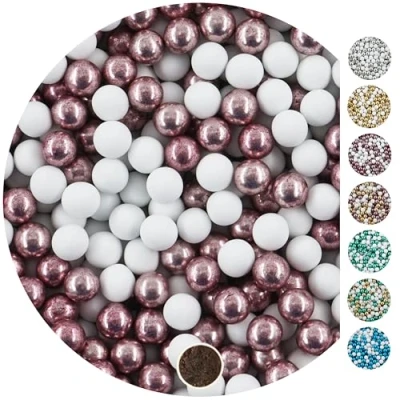 Image of EinsSein 1 kg Chocolate Balls Mix Mini White/Pink Metallic cm Wedding Favours Christening Communion Christmas Perfect for Test Tubes Alternative Lentils Almonds