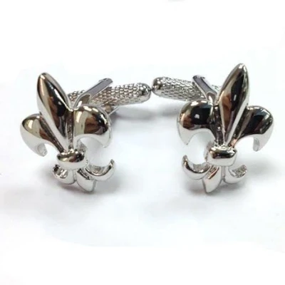 Image of Fleur De Lis Design Rodium Cufflinks in Gift Box Onyx Art London CK898